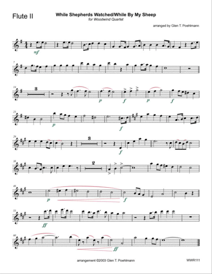 WHILE SHEPHERDS WATCHED THEIR FLOCKS with HOW GREAT OUR JOY - Woodwind Quartet with optional Piano Woodwind Quartet scores gallery preview page 5