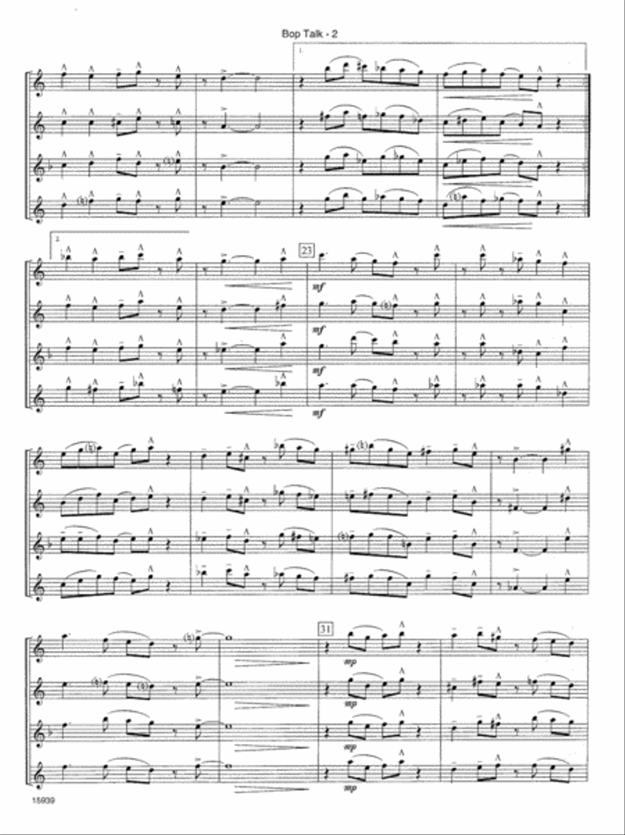 Bop Talk Saxophone Quartet scores gallery preview page 3