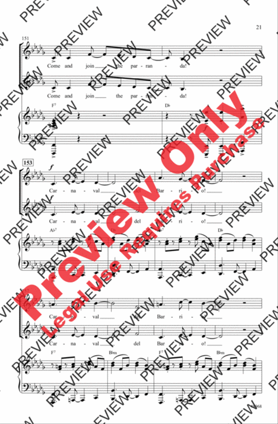 In the Heights (Choral Highlights) 2-Part scores gallery preview page 21
