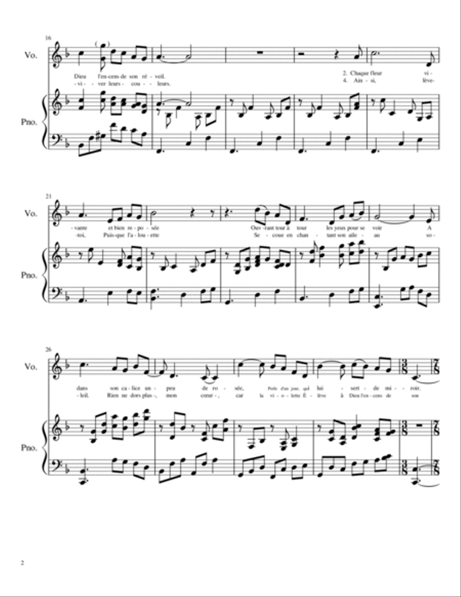 Réveil (Chant d'une jeune fille de Modeste Mignon) - Medium Low Voice - Original Key Low Voice scores gallery preview page 2