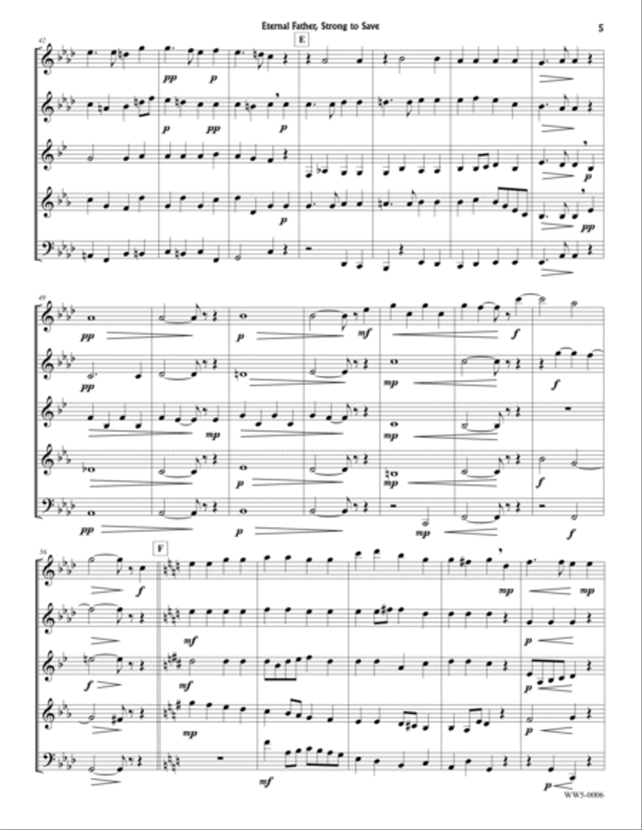 Eternal Father, Strong to Save (Navy Hymn) Woodwind Quintet scores gallery preview page 5