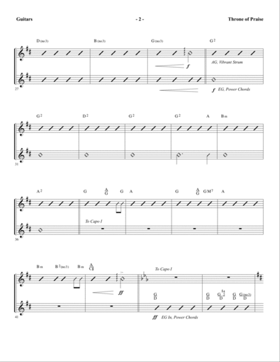 Throne of Praise - Guitar Choir scores gallery preview page 2