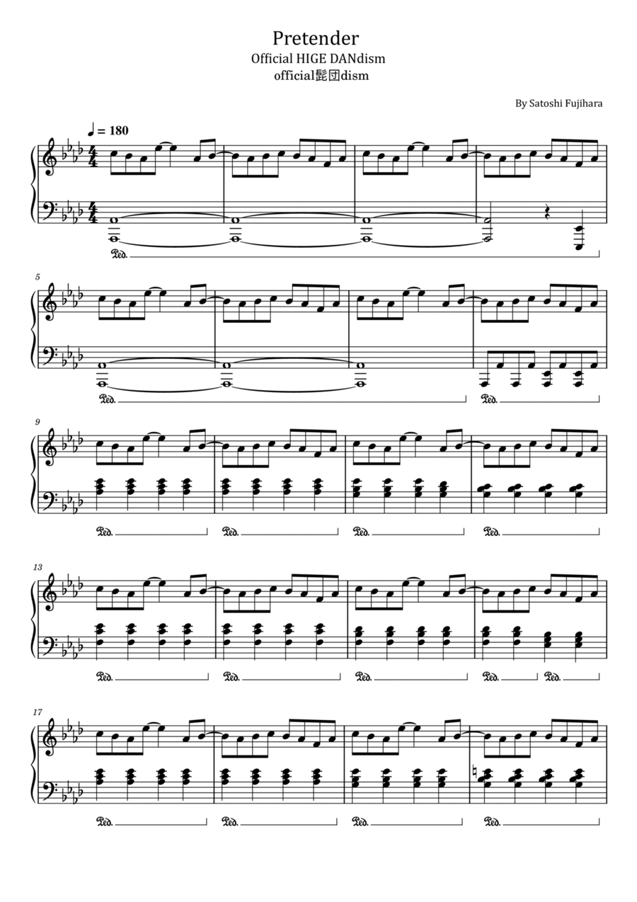 Pretender Piano Solo scores gallery preview page 1