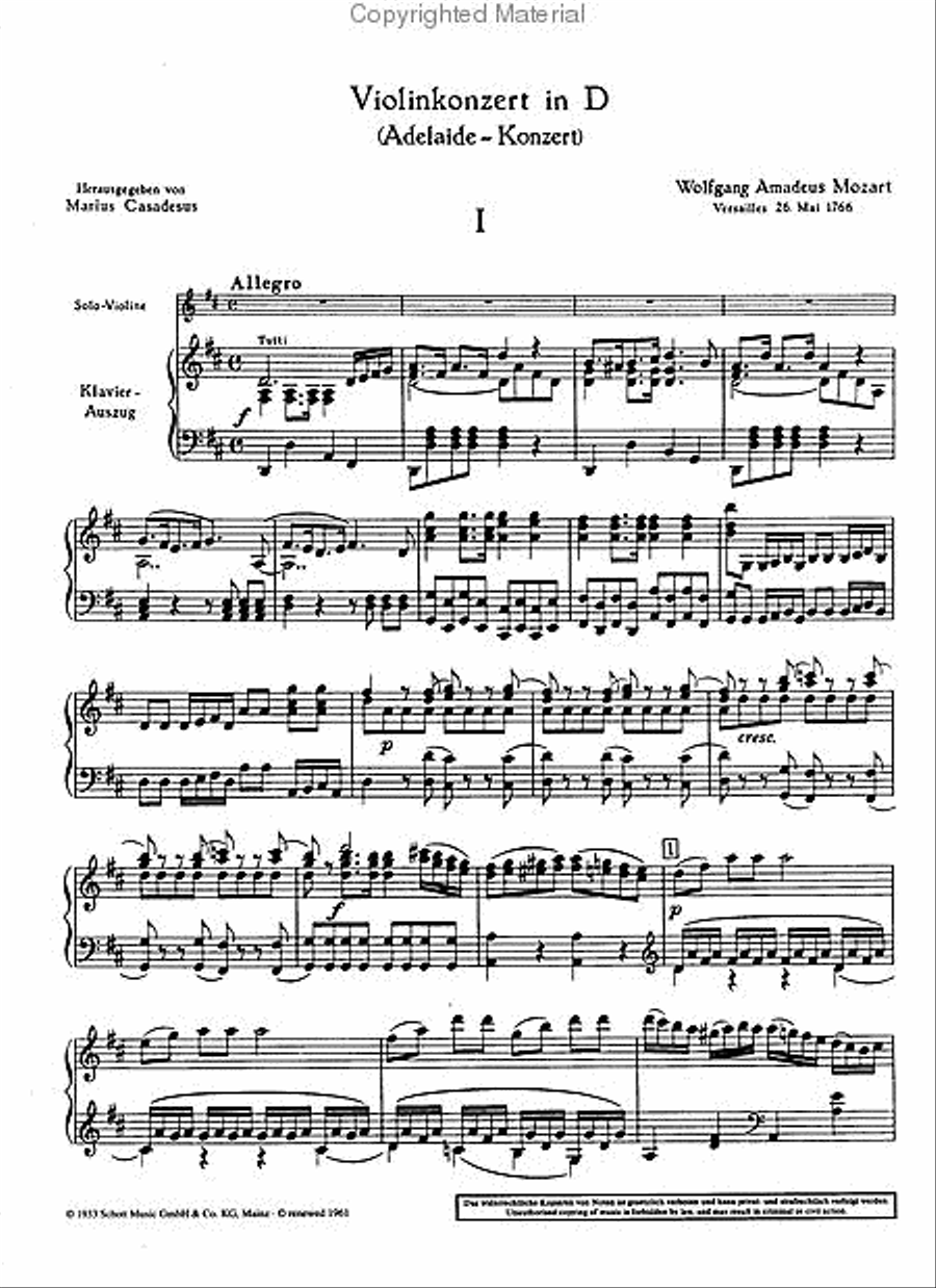 Concerto D Major KV Anh. 294A Violin Solo scores gallery preview page 2