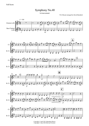 Symphony No.40 (1st movement) for Clarinet and Bass Clarinet Duet
