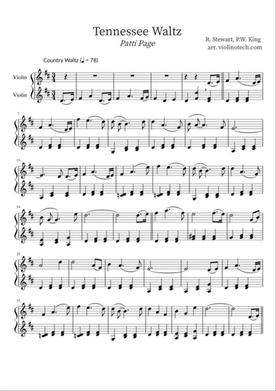 Tennessee Waltz String Duet scores gallery preview page 3