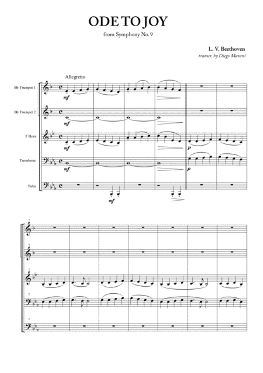 Ode To Joy (from Symphony No. 9) for Brass Quintet Brass Quintet scores gallery preview page 3