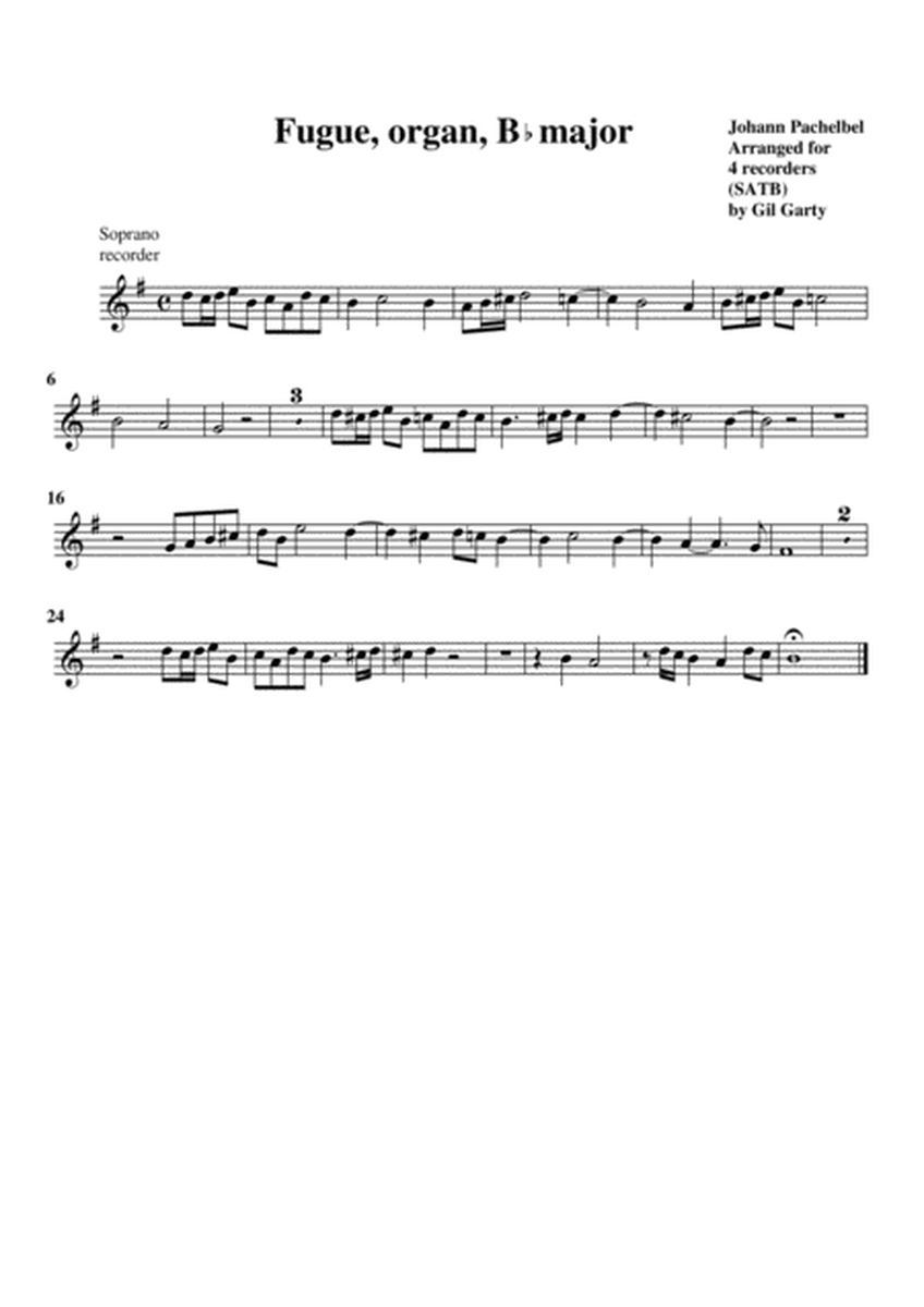 Fugue in B flat major (arrangement for 4 recorders) image number null
