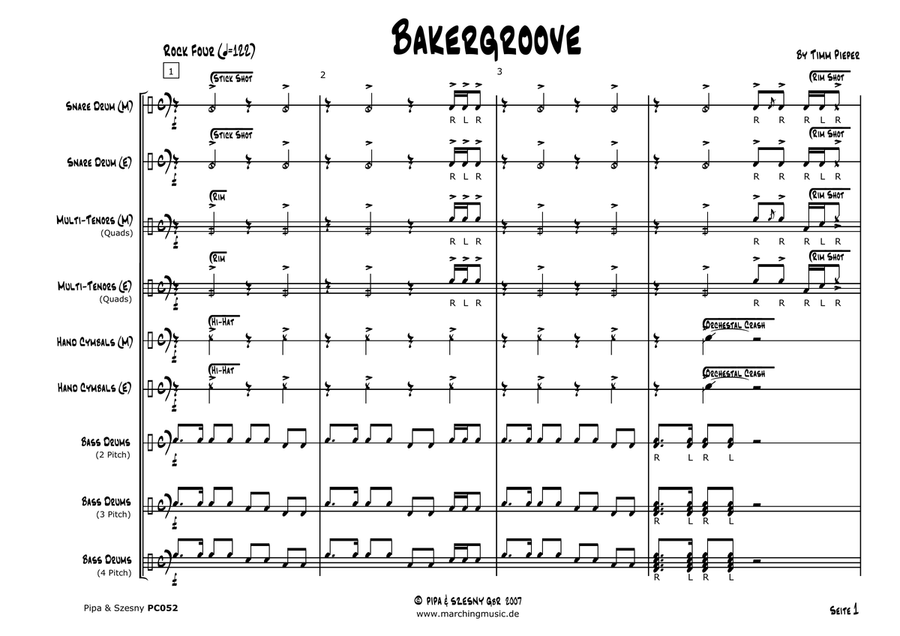 BAKER GROOVE (Drumline Cadence) Marching Band scores gallery preview page 2