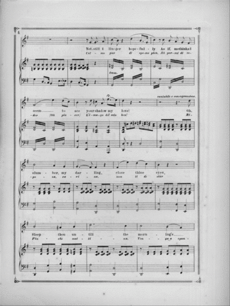 Sweet Nightingale I Hear Thee Call. Serenade. Soave Canta L'Usignol Voice scores gallery preview page 3