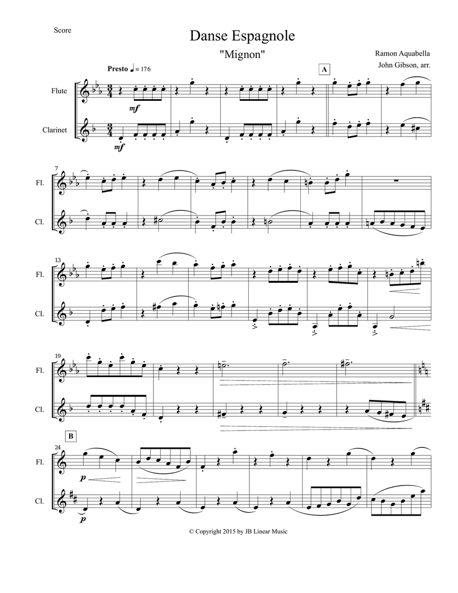 Danse Espagnole for Flute and Clarinet Duet Woodwind Duet scores gallery preview page 2