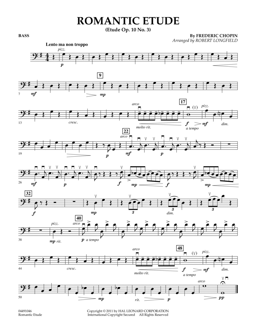 Romantic Etude (Op. 10, No. 3) - Bass
