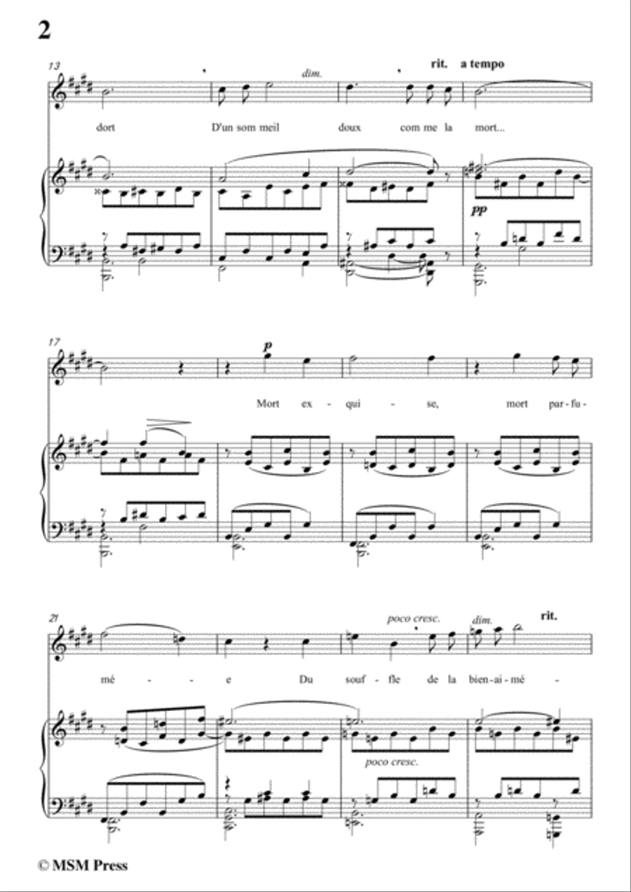 Duparc-Extase in E Major,for Violin and Piano Voice scores gallery preview page 4