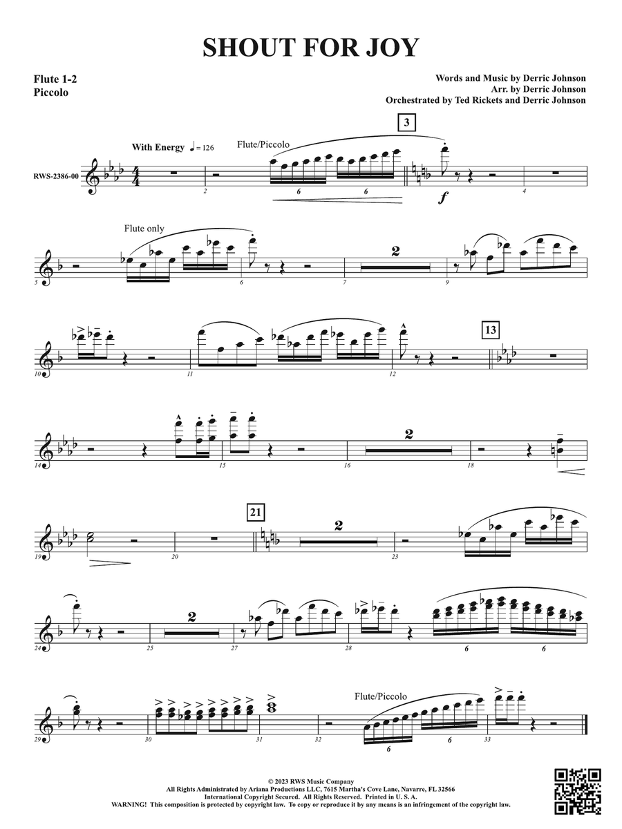 Shout for Joy: 1st, 2nd Flute, and Piccolo