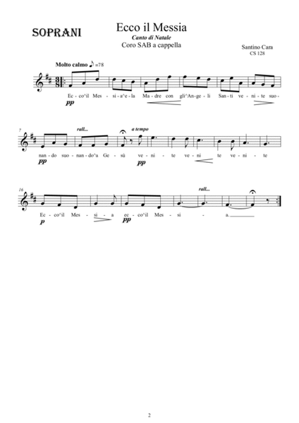 Ecco il Messia - Canto di Natale per Coro SAB a cappella image number null