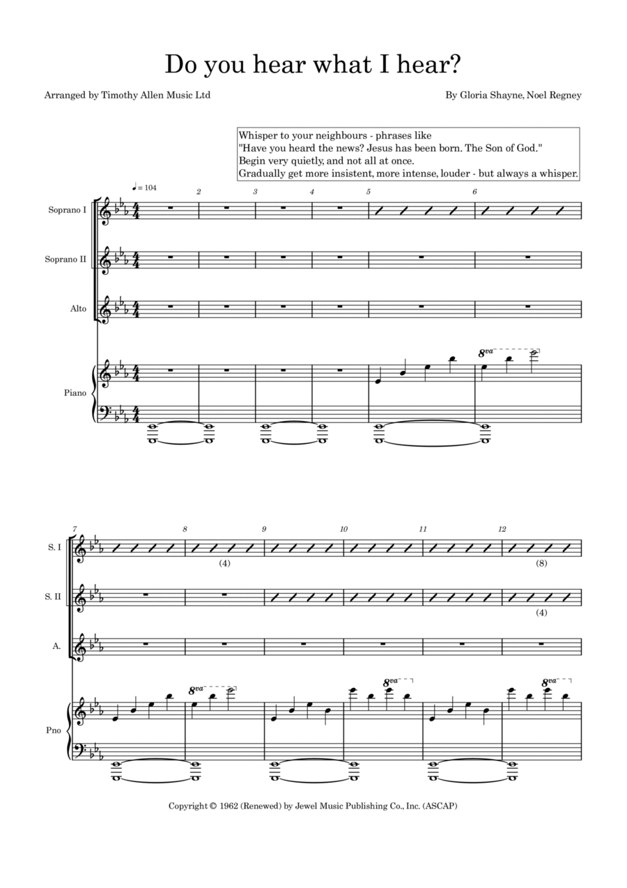 Do You Hear What I Hear SSA scores gallery preview page 1