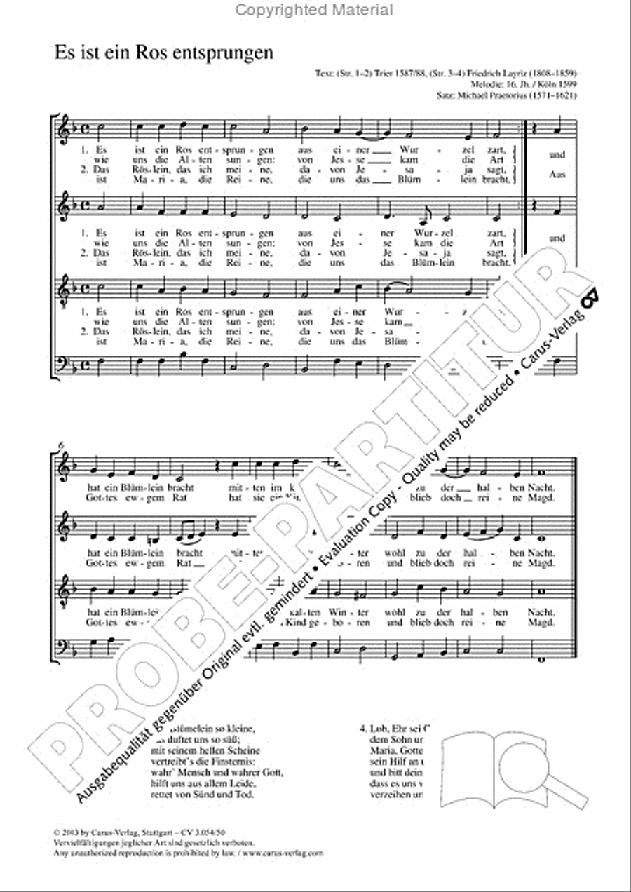 Es ist ein Ros entsprungen 4-Part scores gallery preview page 2