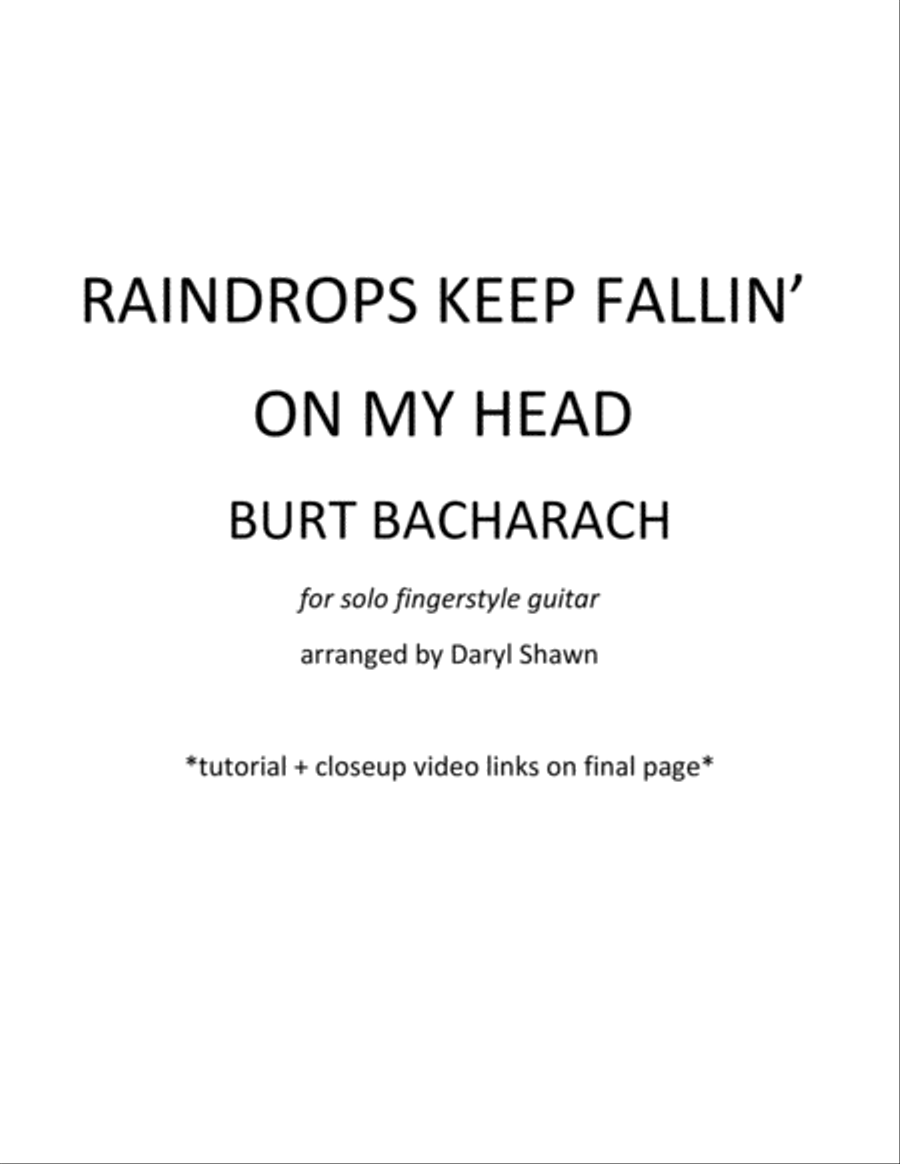 Raindrops Keep Fallin' On My Head Guitar Tablature scores gallery preview page 1