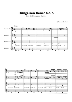 Hungarian Dance No. 5 by Brahms for French Horn Quartet
