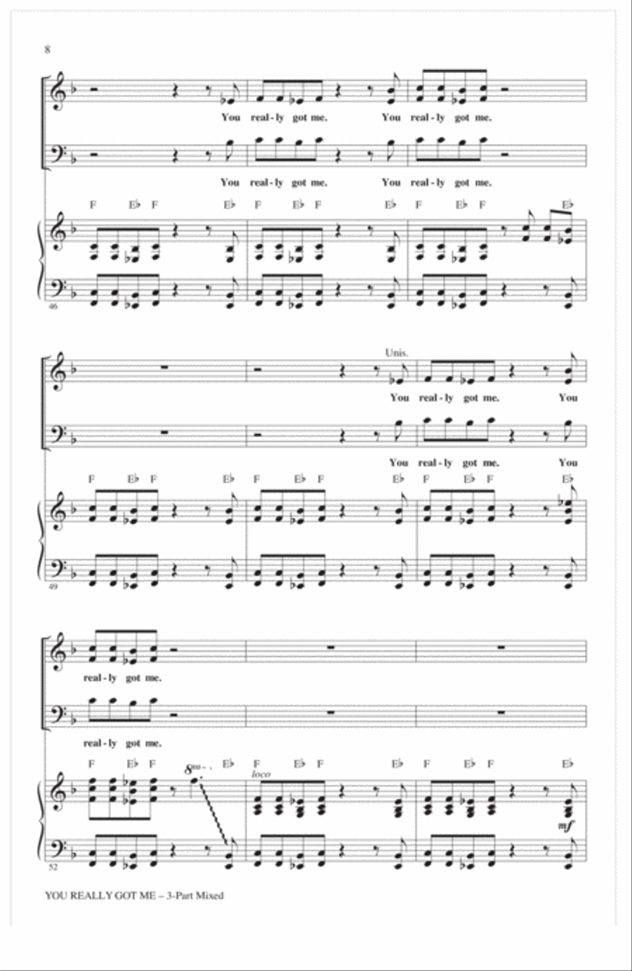 You Really Got Me (arr. Mac Huff) 3-Part scores gallery preview page 6