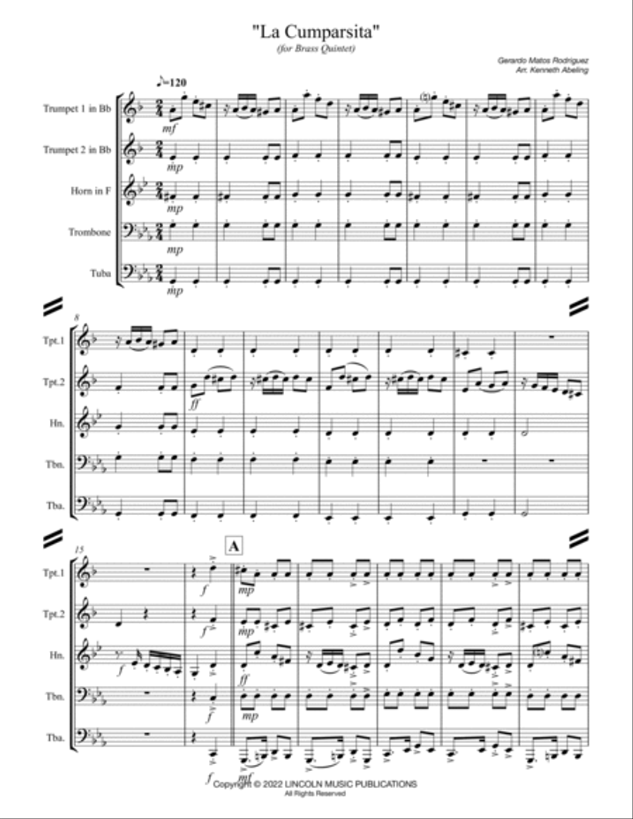 La Cumparsita (Tango) (for Brass Quintet) Brass Quintet scores gallery preview page 2