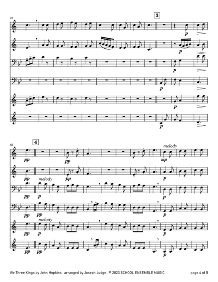 We Three Kings for Brass Quartet in Schools Brass Quartet scores gallery preview page 4