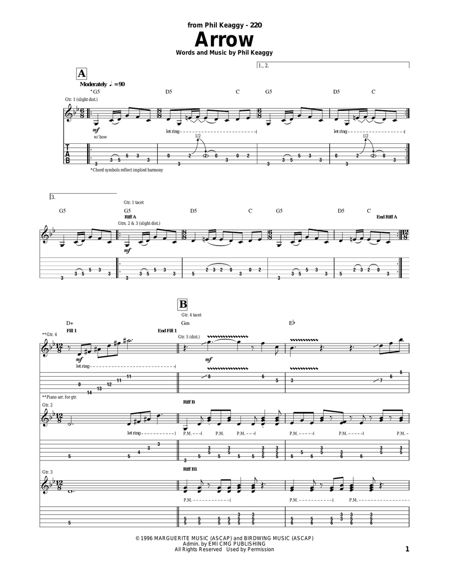 Arrow Acoustic Guitar scores gallery preview page 1