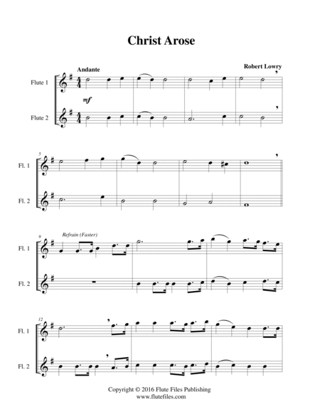 Christ Arose - Flute Duet by Robert Lowry Flute Duet - Digital Sheet Music