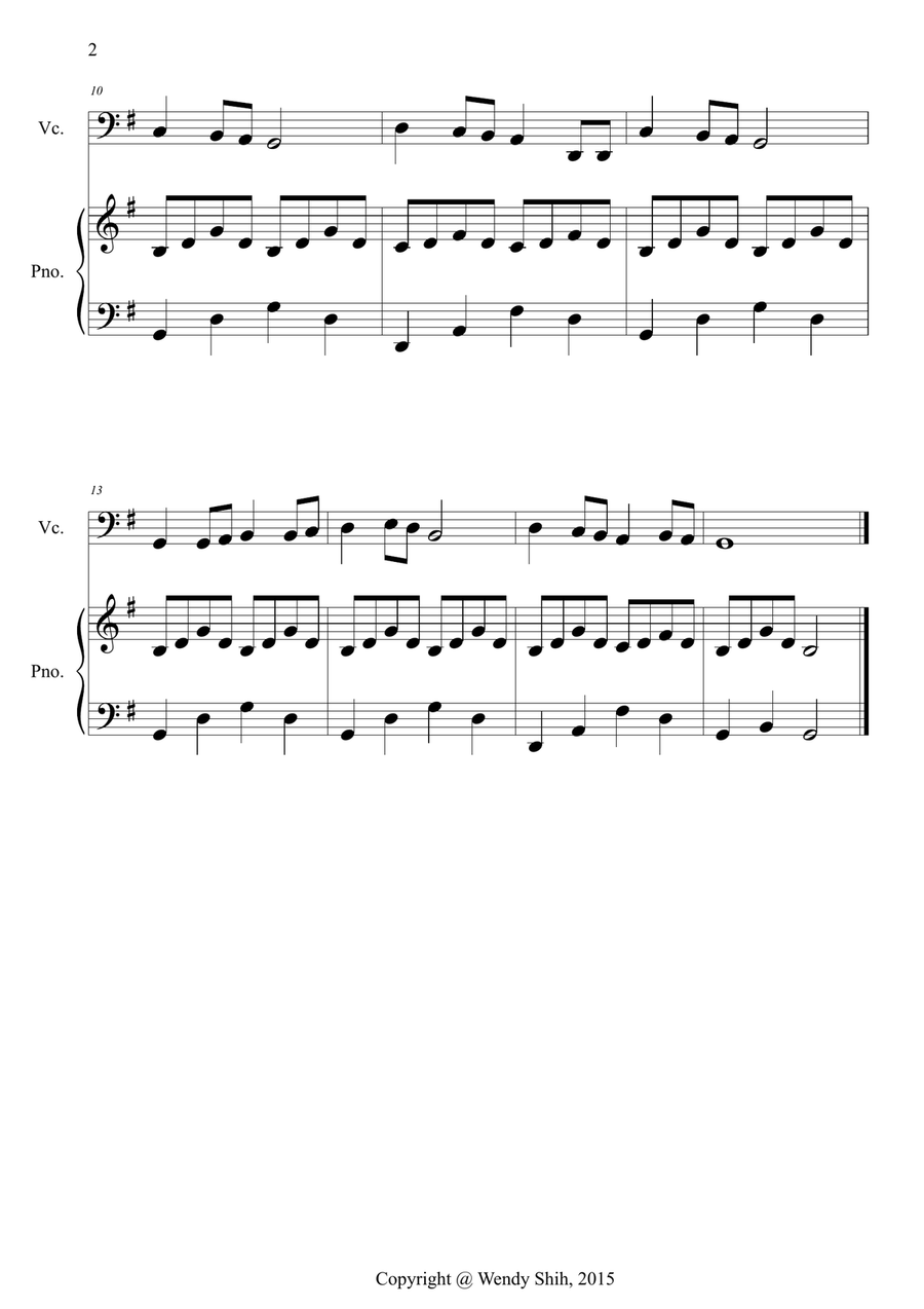 Long Long Ago Cello and Piano Piano scores gallery preview page 2