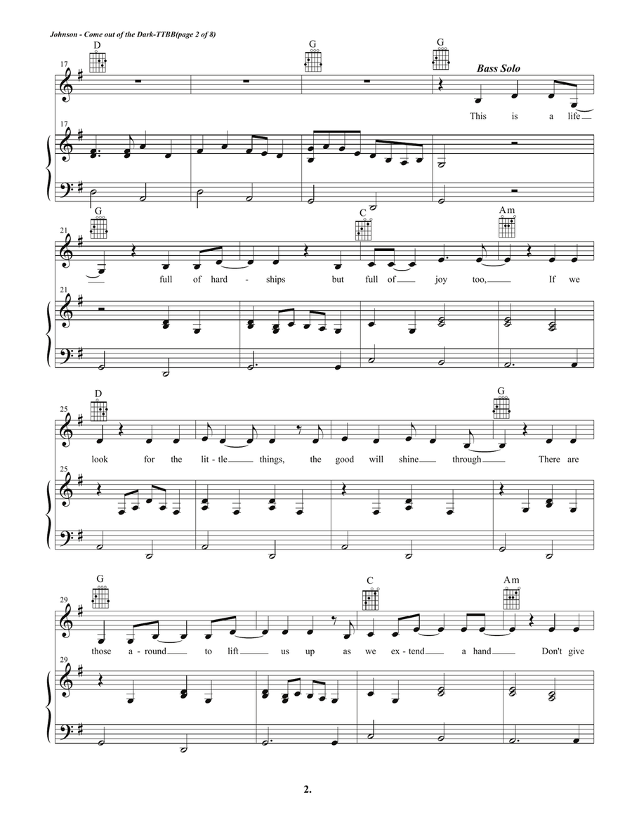 Come Out of the Dark- Quartet TTBB scores gallery preview page 3