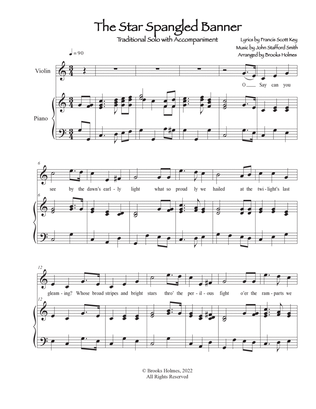"Star Spangled Banner" Violin Solo with Piano in C