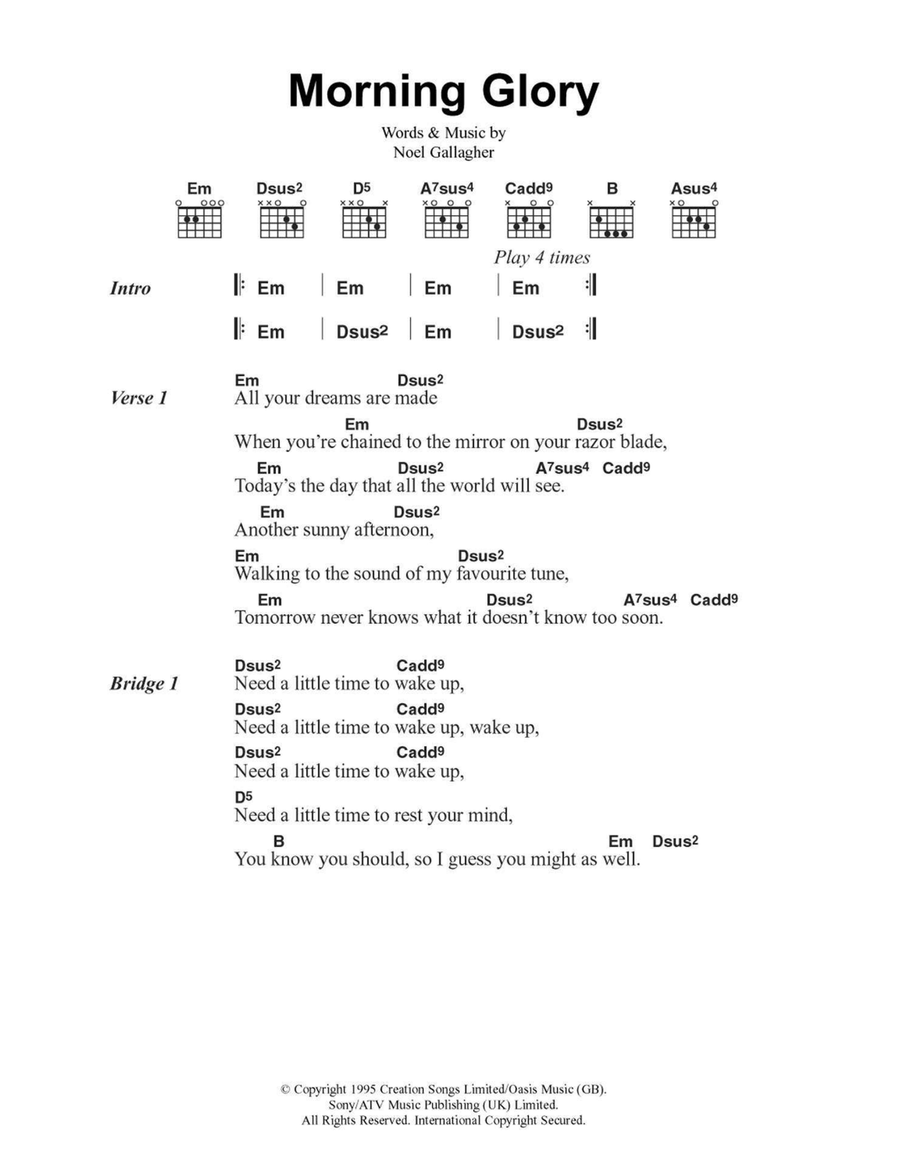 Morning Glory Easy Guitar scores gallery preview page 1