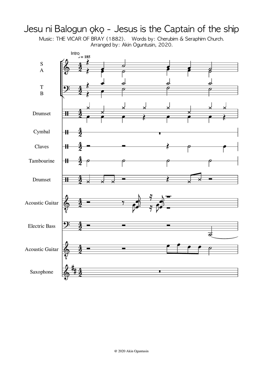 Jesu ni Balogun ọkọ - Jesus is the Captain of the ship 4-Part scores gallery preview page 2