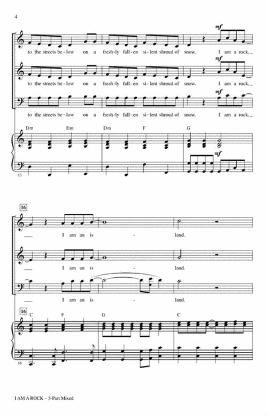 I Am a Rock I Am a Rock 3-Part scores gallery preview page 5