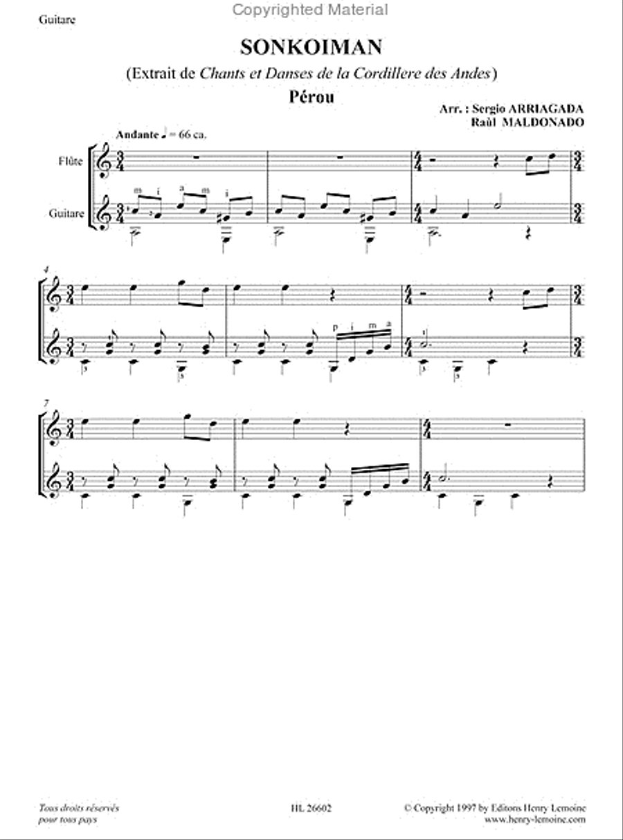 Chants Et Danses De La Cordillere Des Andes Flute scores gallery preview page 3