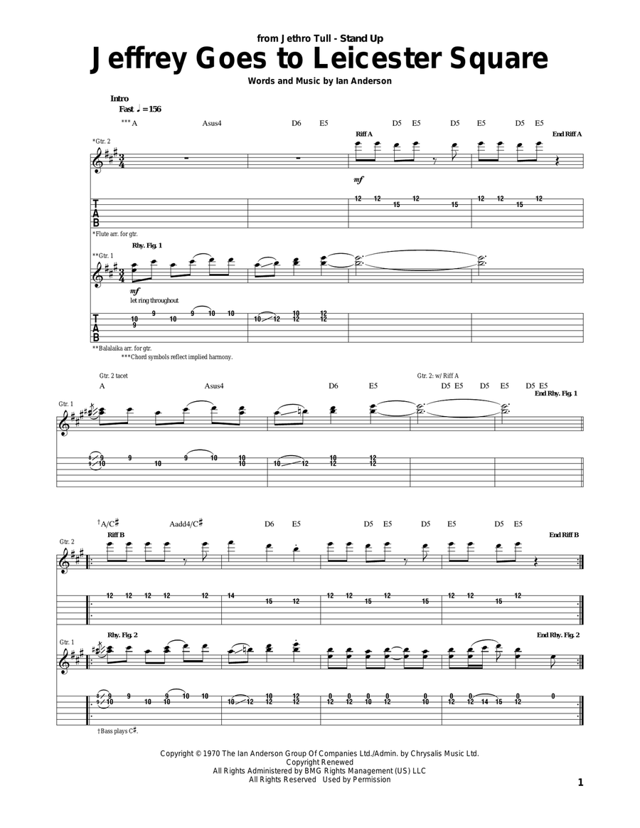 Jeffrey Goes To Leicester Square Acoustic Guitar scores gallery preview page 1