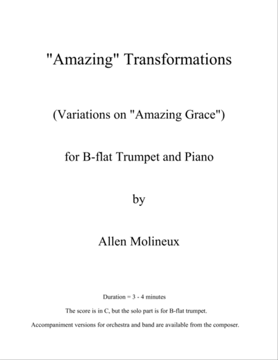 Amazing Transformations Trumpet Solo scores gallery preview page 1