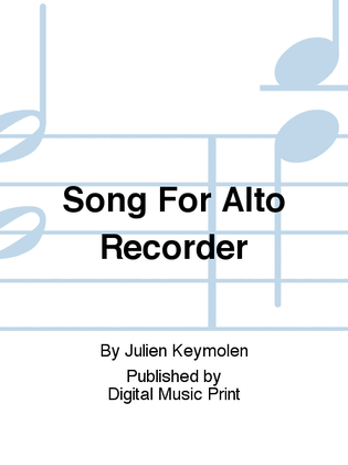 Book cover for Song For Alto Recorder
