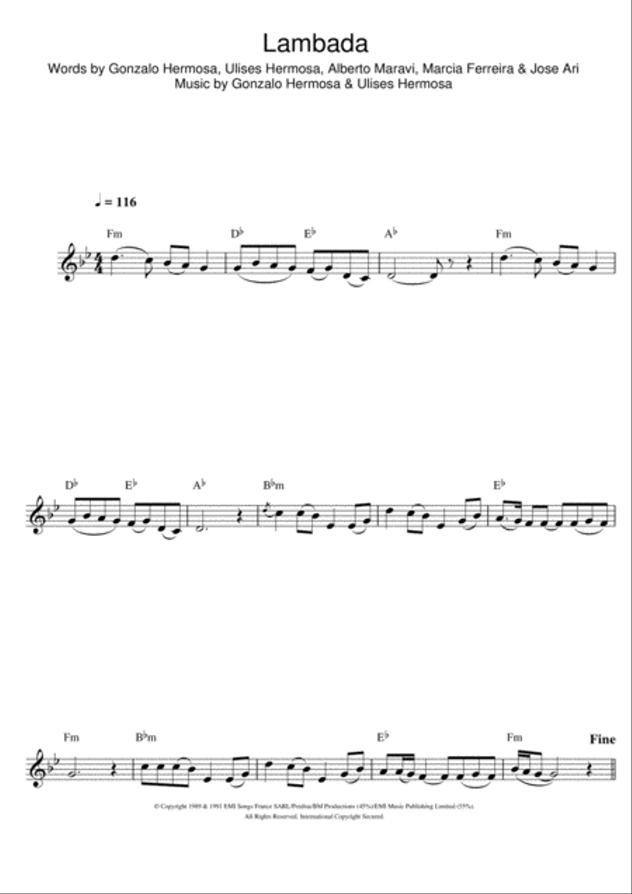 Lambada Lambada Clarinet Solo scores gallery preview page 1