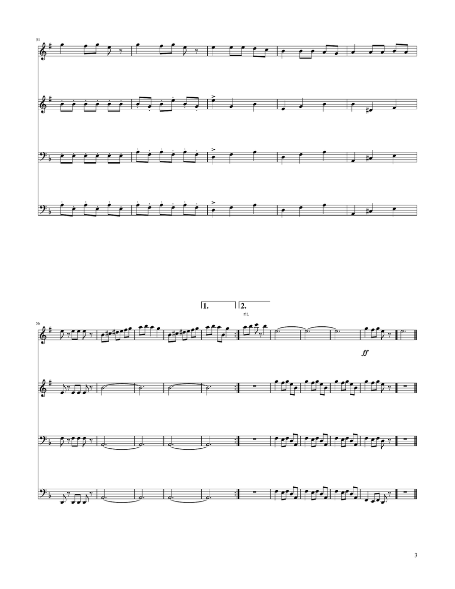 Carol of The Bells - Brass Quartet Brass Quartet scores gallery preview page 3