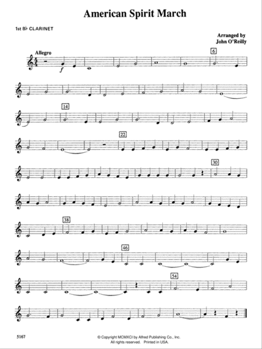 American Spirit March: 1st B-flat Clarinet Concert Band scores gallery preview page 1