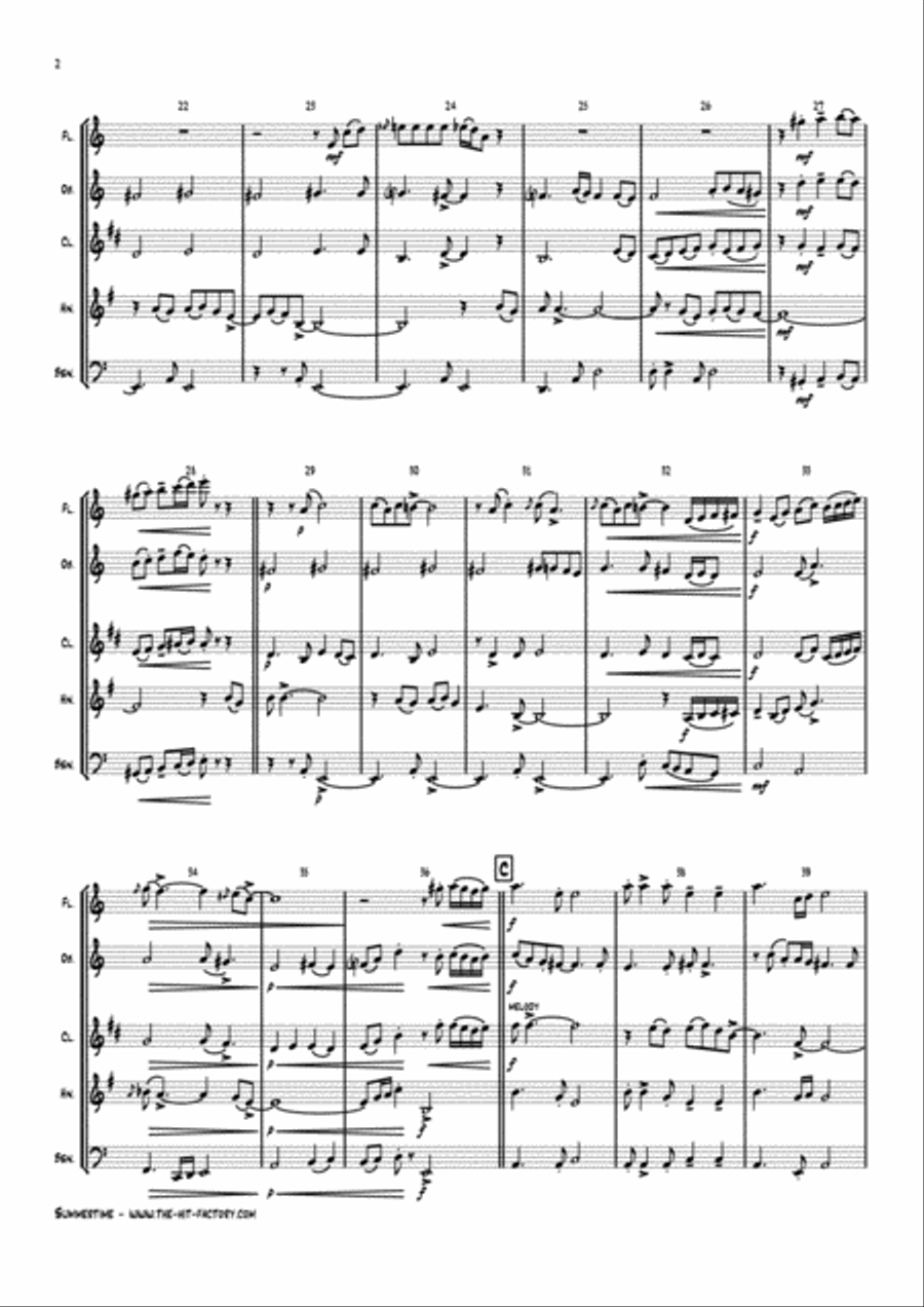 Summertime Woodwind Quintet scores gallery preview page 2