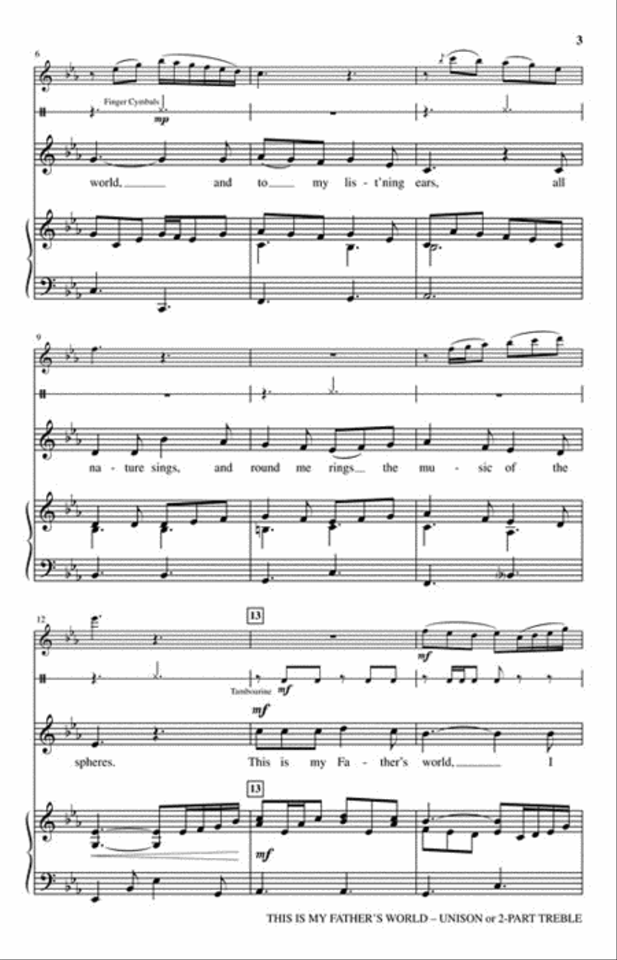 This Is My Father's World Unison Choir scores gallery preview page 3