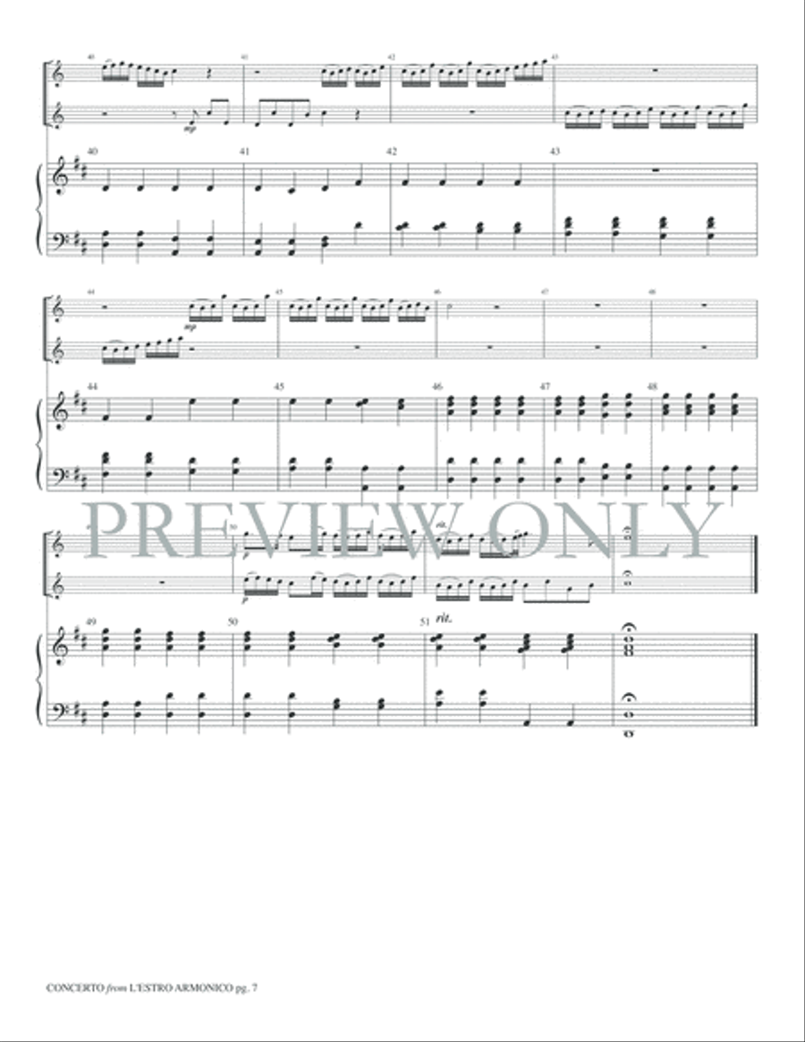 Concerto from L'Estro armonico, Op. 3, No. 9 Trumpet Duet scores gallery preview page 9