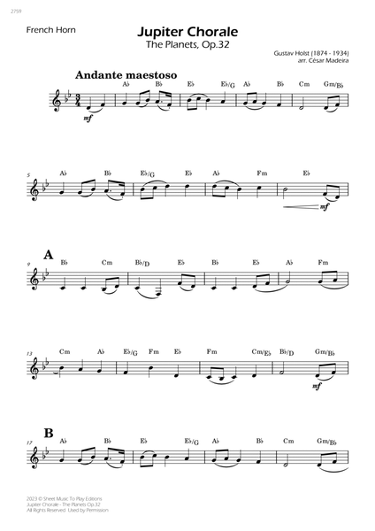 Jupiter Chorale from The Planets - French Horn Solo - W/Chords image number null