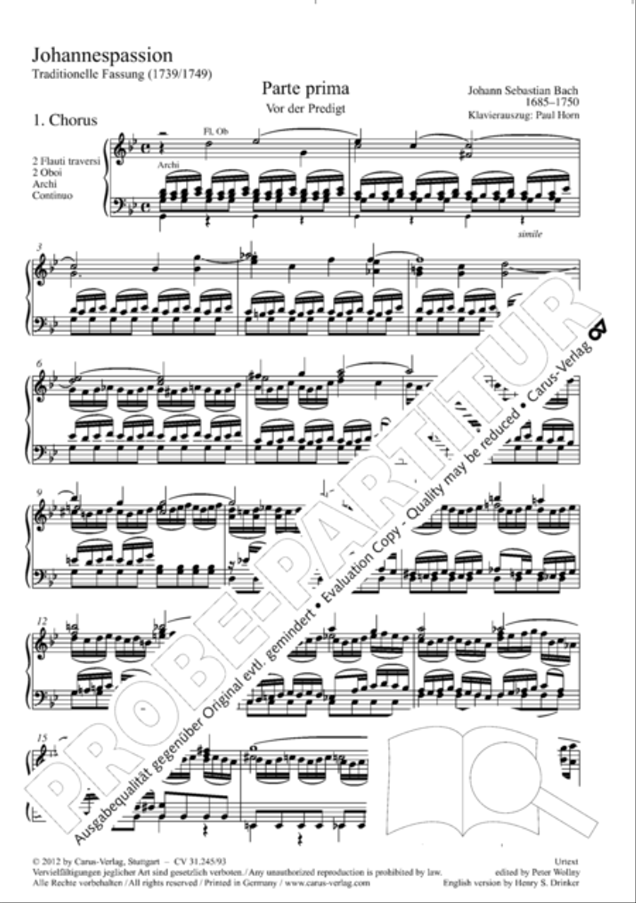 St. John Passion (Johannes-Passion) 4-Part scores gallery preview page 10