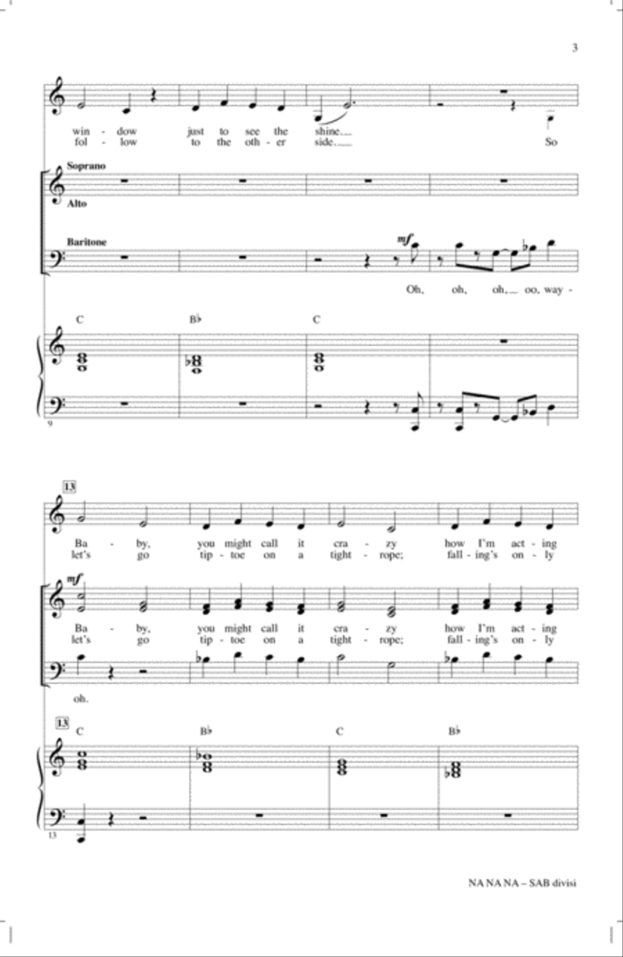 Na Na Na (arr. Mac Huff) 3-Part scores gallery preview page 2