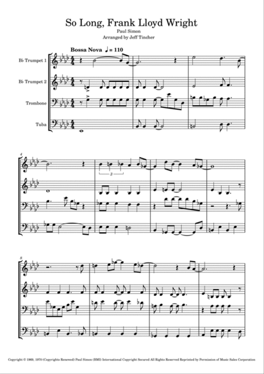 So Long, Frank Lloyd Wright Brass Ensemble scores gallery preview page 2