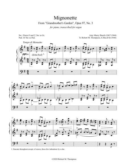 Amy Beach at her best! From "Grandmother's Garden" suite for piano, transcribed for organ.