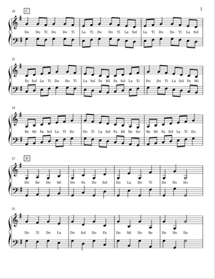 Solfege Warm Up for Singing- Key of G Major Unison Choir scores gallery preview page 2